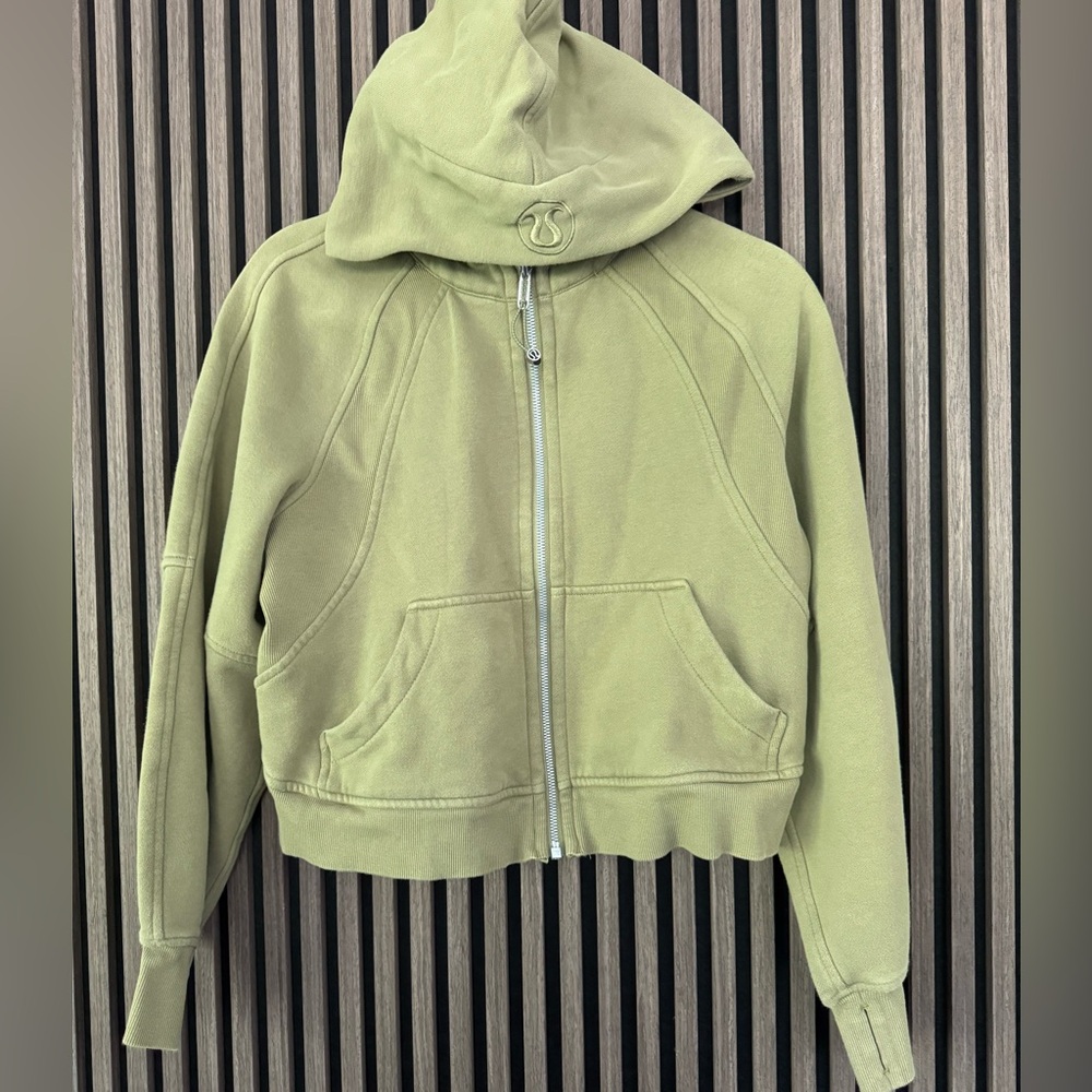 lululemon athletica scuba oversized full zip hoodie bronze green xs/s euc